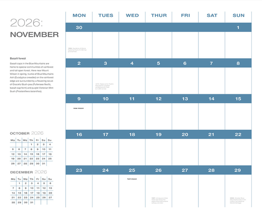 2026 Wild Blue Mountains Calendar - 9369999027599 - Ian Brown - Windy Cliff - The Little Lost Bookshop