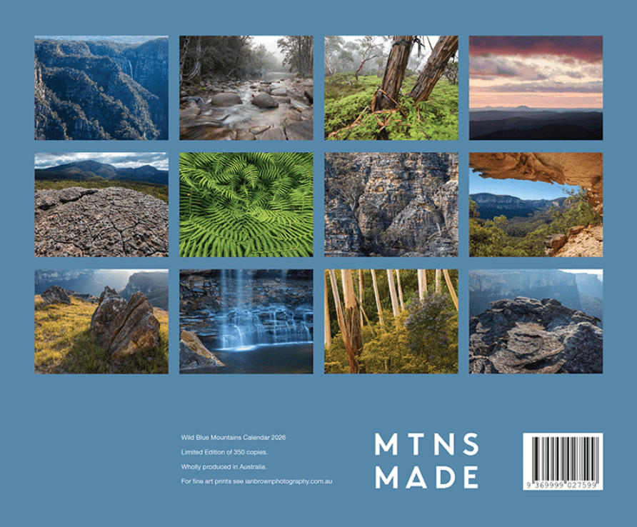 2026 Wild Blue Mountains Calendar - 9369999027599 - Ian Brown - Windy Cliff - The Little Lost Bookshop