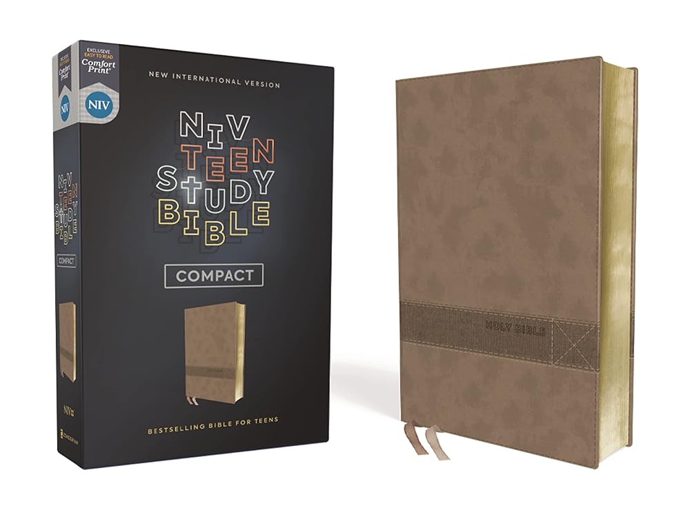 NIV, Teen Study Bible (For Life Issues You Face Every Day), Compact, Leathersoft, Brown, Comfort Print cover image
