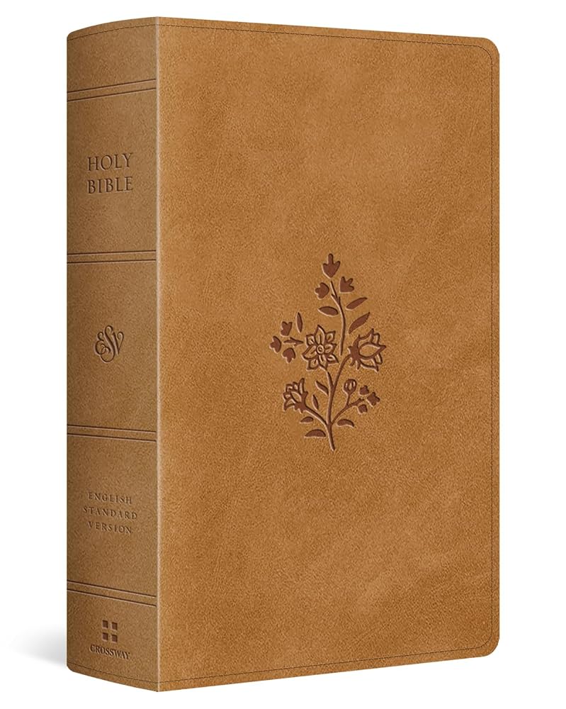 ESV Large Print Personal Size Bible, Red Letter (TruTone, Nubuck Caramel, Wildflower Design): Holy Bible, English Standard Version cover image
