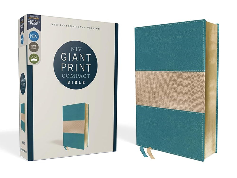 NIV, Giant Print Compact Bible, Leathersoft, Teal, Red Letter, Comfort Print cover image