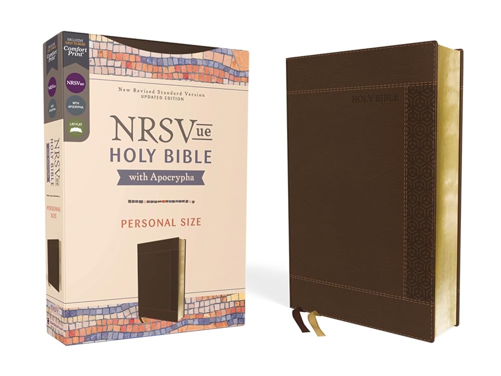 NRSVue, Holy Bible with Apocrypha, Personal Size, Leathersoft, Brown, Comfort Print cover image