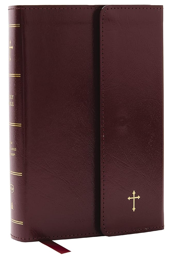 NKJV Compact Paragraph-Style Bible w/ 43,000 Cross References, Burgundy Leatherflex w/ Magnetic Flap, Red Letter, Comfort Print: Holy Bible, New King James Version: Holy Bible, New King James Version cover image