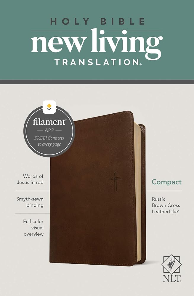 NLT Compact Bible, Filament Enabled (LeatherLike, Rustic Brown, Red Letter) cover image