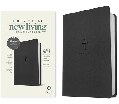 NLT Large Print Premium Value Thinline Bible, Filament Enabled (LeatherLike, Black Cross) cover image