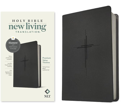 NLT Premium Value Thinline Bible, Filament Enabled (LeatherLike, Trinity Cross Black) cover image