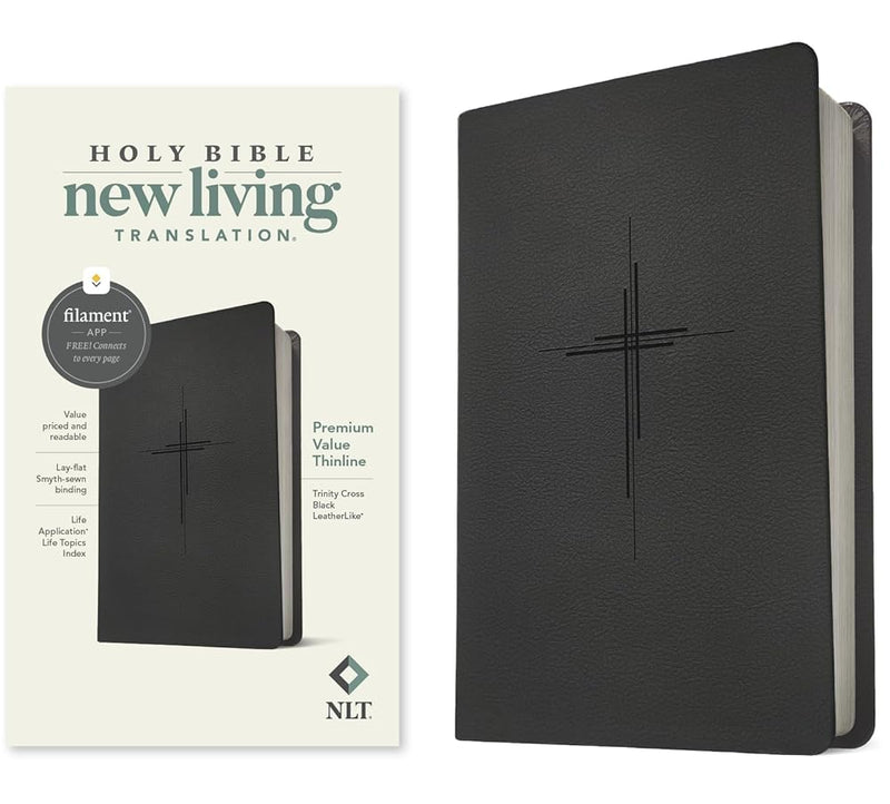 NLT Premium Value Thinline Bible, Filament Enabled (LeatherLike, Trinity Cross Black) cover image