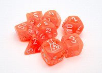 Chessex D7 - Die Set Translucent Polyhedral Neon Orange/white 7 - Die Set - 601982040222 - Dice - Chessex - The Little Lost Bookshop