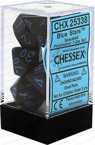 D7 - Die Set Dice Speckled Polyhedral Blue Stars (7 Dice in Display) - 601982021146 - Dice - Chessex - The Little Lost Bookshop