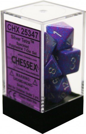 D7 - Die Set Dice Speckled Polyhedral Silver Tetra (7 Dice in Display) - 601982021184 - Dice - Chessex - The Little Lost Bookshop