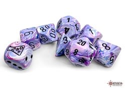 Lab Dice Festive Hydrangea/Black Polyhedral 7 - Die Set - 601982045432 - Chessex - The Little Lost Bookshop