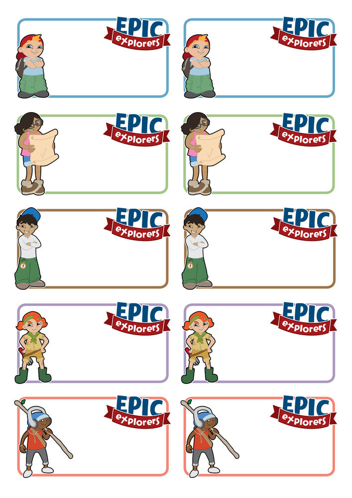 Epic Explorers Name Stickers