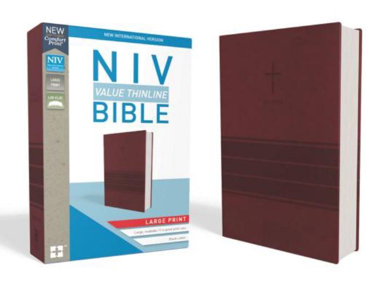NIV Thinline Bible Large Print, Burgundy